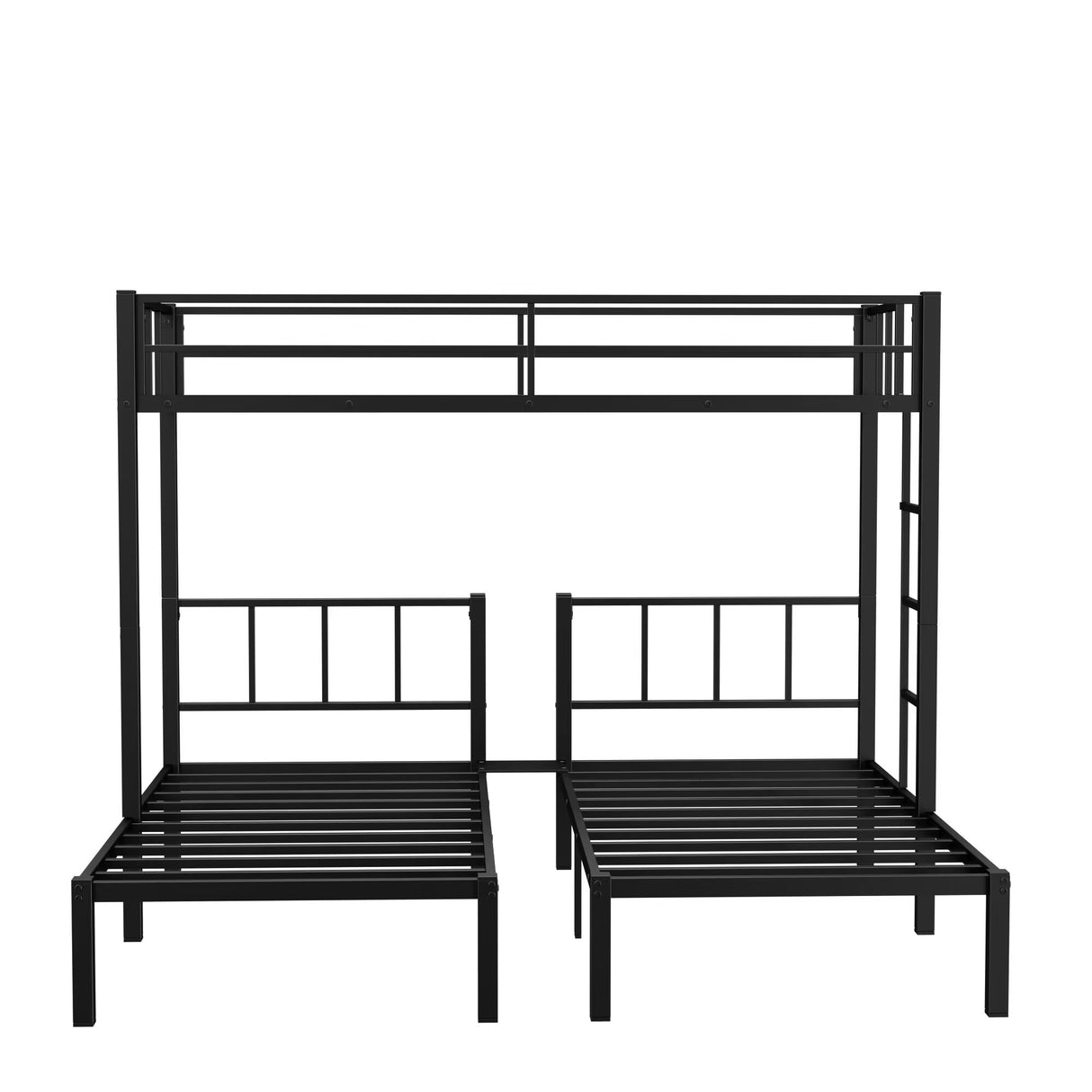 Twin over Twin & Twin Bunk Beds for 3, Twin XL over Twin & Twin Bunk Bed Metal Triple Bunk Bed, Black - V.I.P Digital Presence