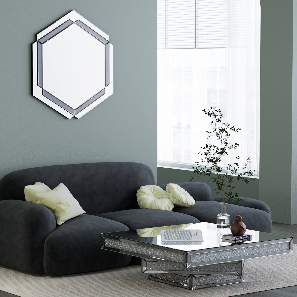 28 x 31.5 inches Wall-Mounted Silver Decorative Round Wall Mirror for Home, Living Room, Bedroom, Entryway - V.I.P Digital Presence