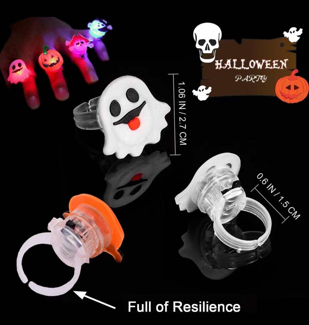 GlowFright Halloween Rings