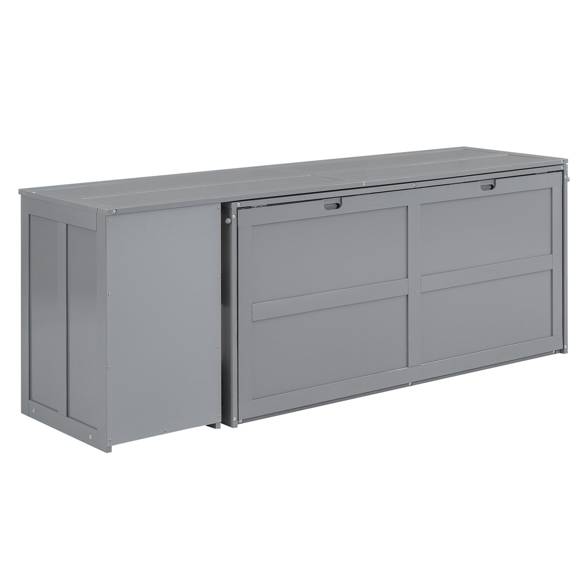 Queen Size Murphy Bed with Rotable Desk Gray