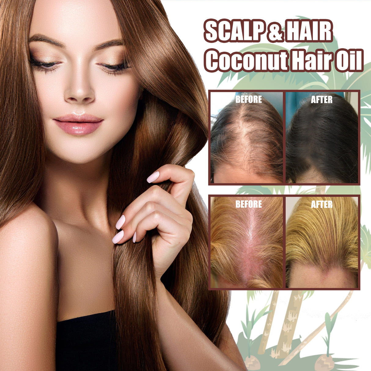 Coconut Hair Essential Oil, Moisturizes Tightens And Strengthens Hair Scalp Massage Essential Oil - V.I.P Digital Presence