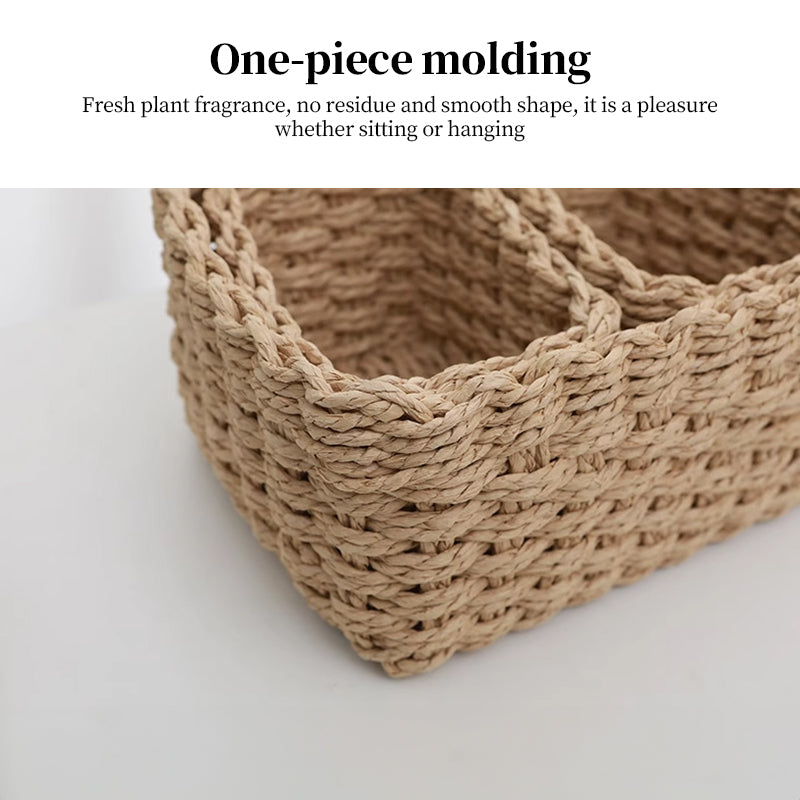 3-Piece Handmade Straw-Woven Paper-Rope Storage Baskets (Decorative & Office Use) - V.I.P Digital Presence