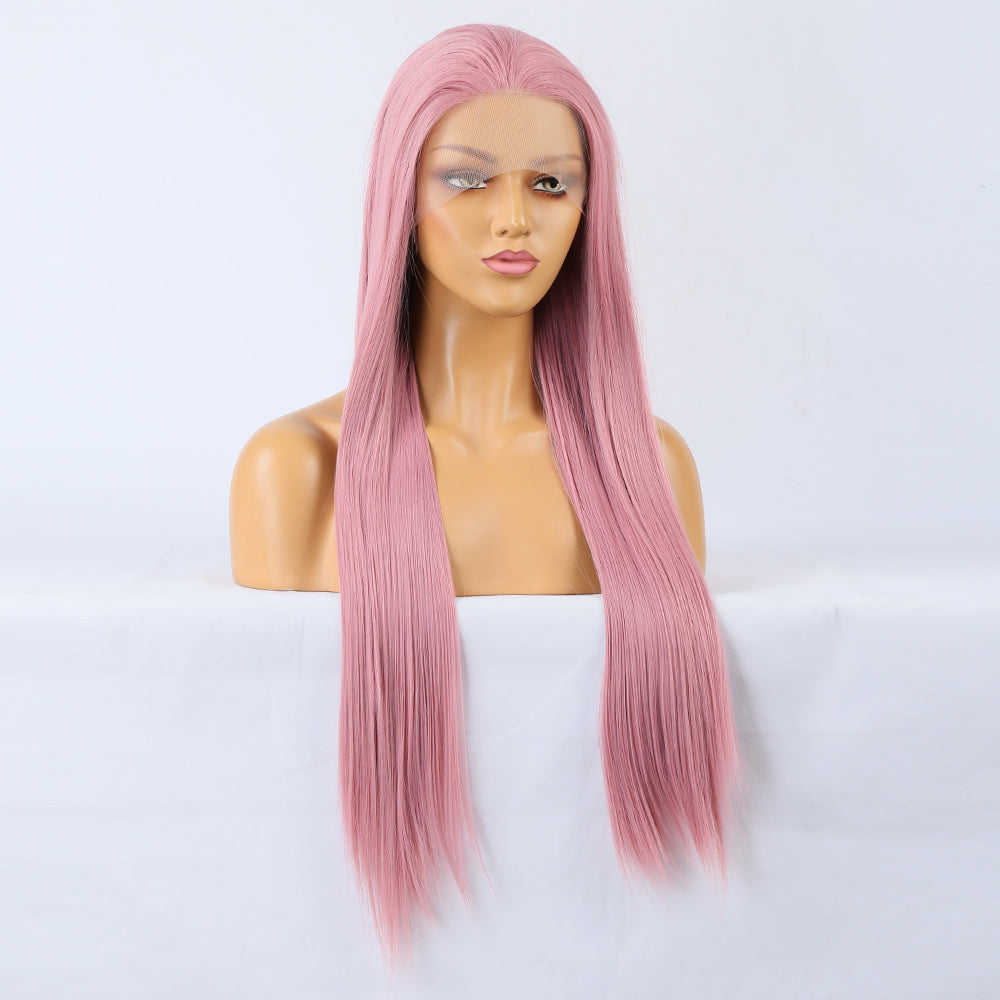 Synthetic Lace Wig Deep Part Long Straight Wig Ombre Pink Cosplay Wigs Synthetic Lace Wigs For Women - V.I.P Digital Presence