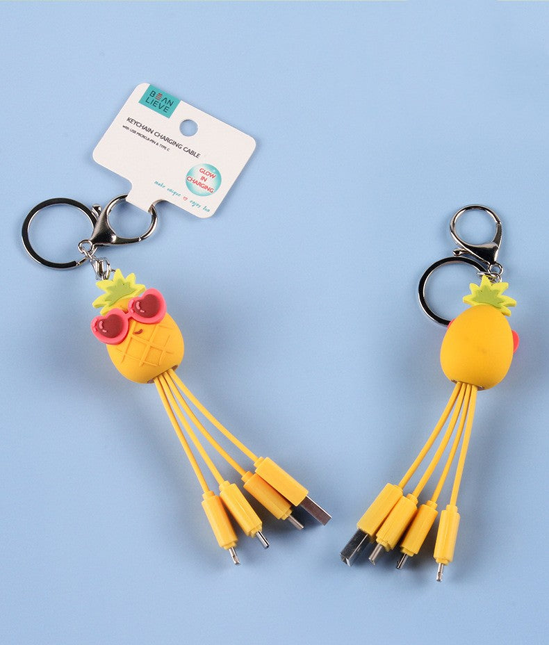 Creative cartoon data cable quirky peach blossom eye phone charging cable peach blossom eye pineapple fruit - V.I.P Digital Presence