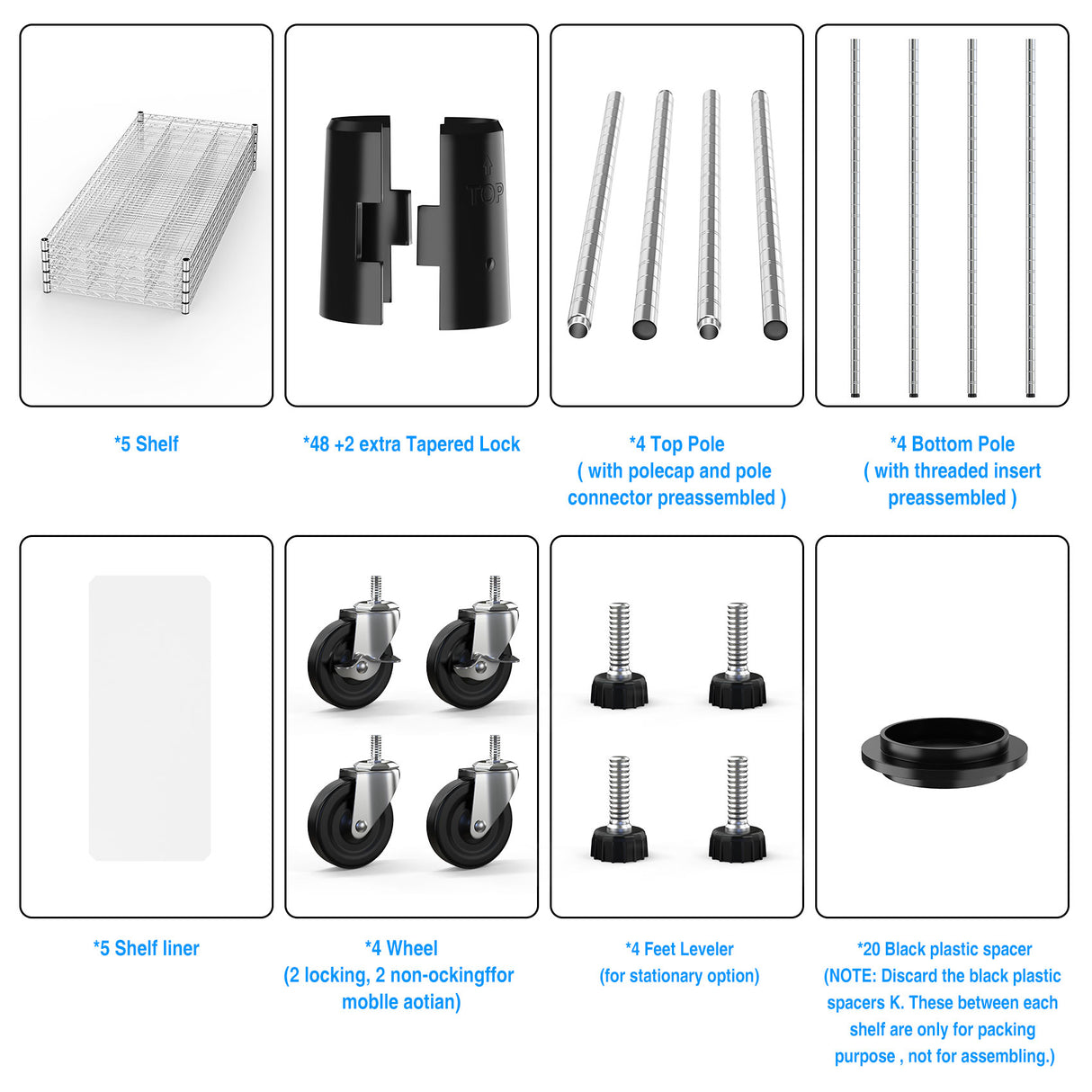 5 Tier 6000lbs Heavy Duty Adjustable Storage Rack Metal Shelf Wire Shelving Unit Chrome - V.I.P Digital Presence