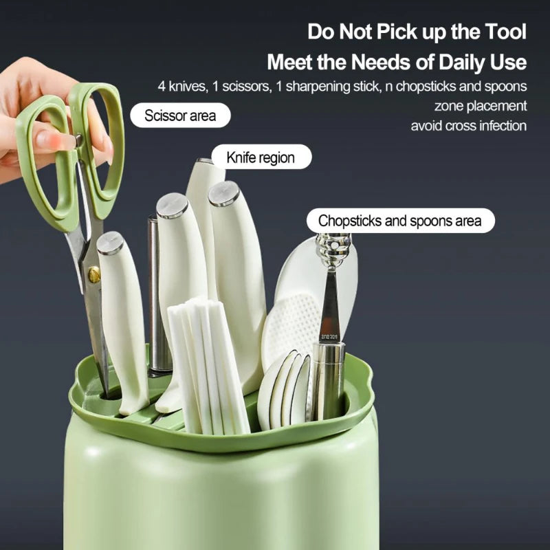 Rotating Knife Holder, Petal Shaped, 360 Degree Rotating, Large Capacity Chopsticks, Knife Holder, Kitchen Supplies Storage Rack - V.I.P Digital Presence