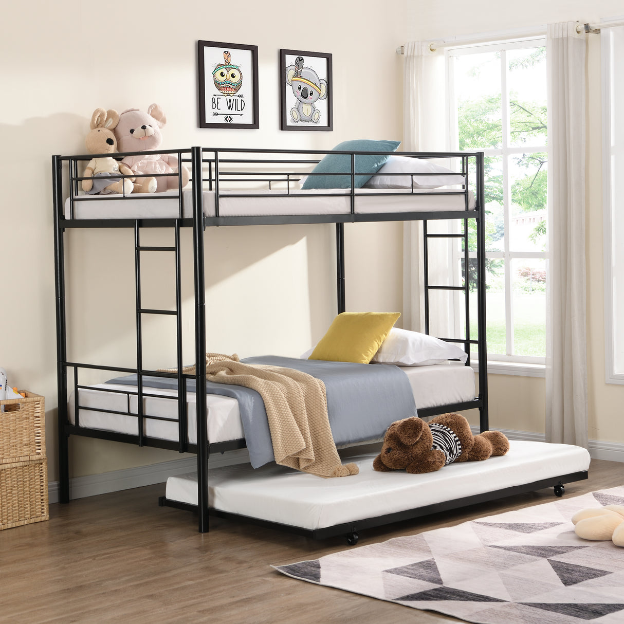 METAL Bunk Bed with trundle Black - V.I.P Digital Presence