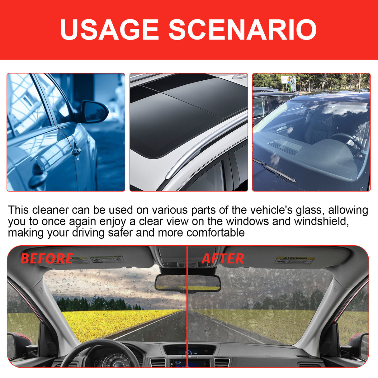 RAYHONG Glass Detergent, Car Front Windshield Window Stain Remover Oil Film Cleaner - V.I.P Digital Presence