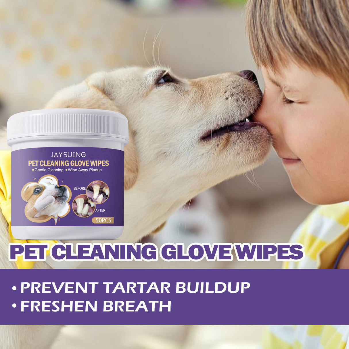 JAYSUING Pet Cleaning Glove Wipes, Pet Gum Care Gently Clean Dental Tartar Odor - V.I.P Digital Presence