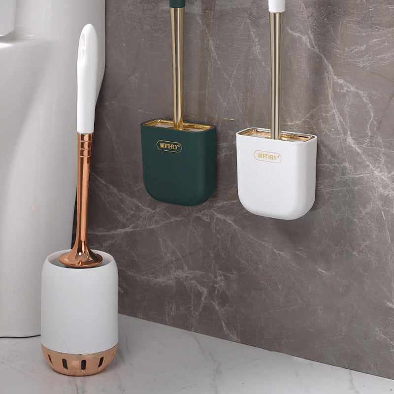 Luxury Toilet Brush Wall Mounted Holder Silicone Flat Head Cleaning Brush Corner Gap Cleaner - V.I.P Digital Presence