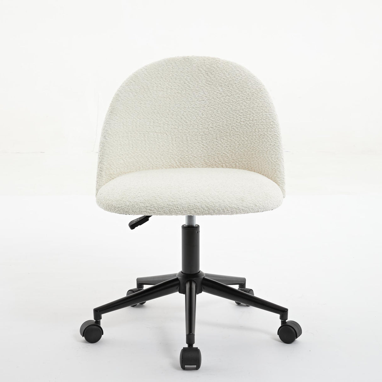 Velvet fabric office chair, mid back adjustable rotating computer chair, black legs, cushioned office chair with wheels ,White - V.I.P Digital Presence
