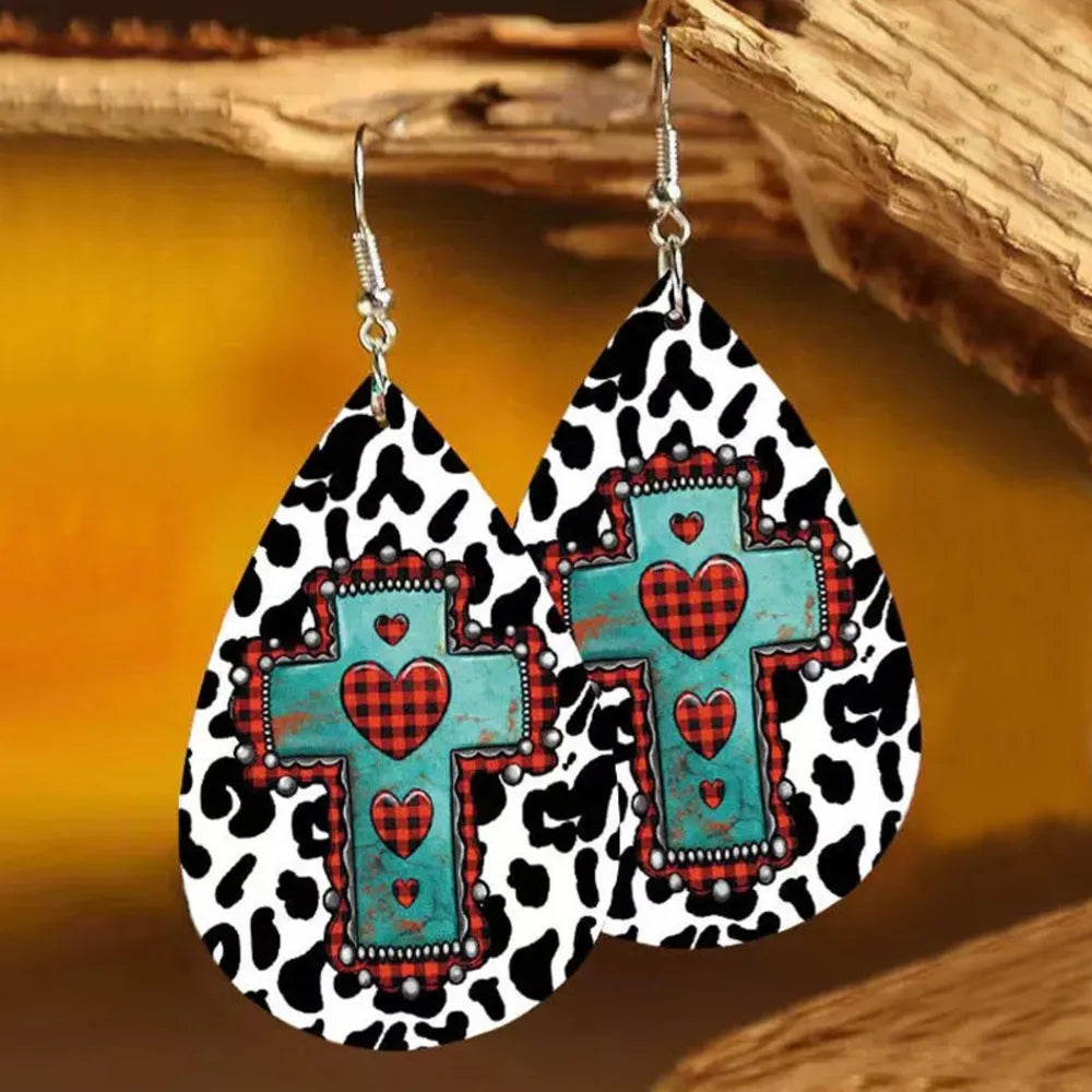 PU Leather Iron Hook Teardrop Earrings - V.I.P Digital Presence