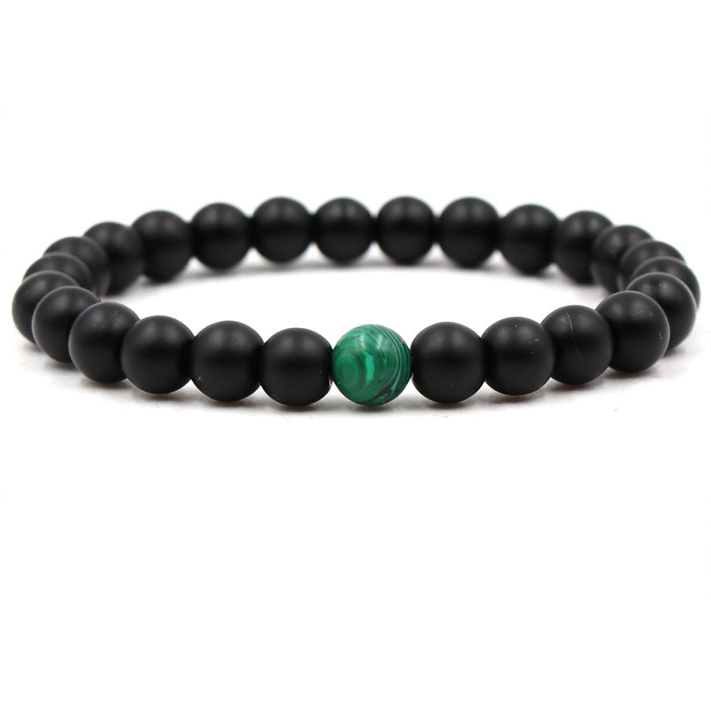 8mm matte black frosted stone malachite couple bracelet - V.I.P Digital Presence
