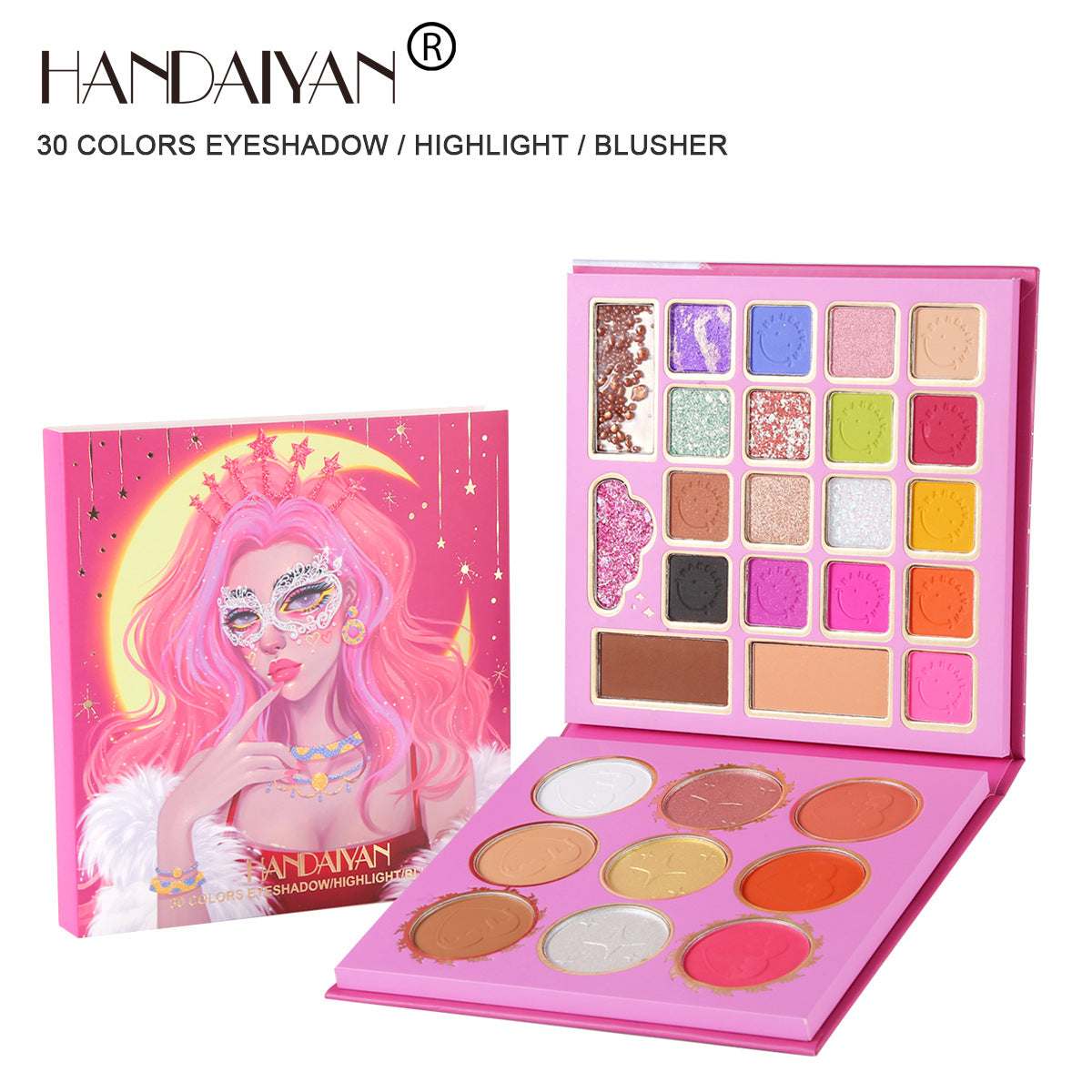 HANDAIYAN 30 Colors Mask Queen Eyeshadow Palette Eyeshadow + Blush + Contouring Highlight Makeup - V.I.P Digital Presence