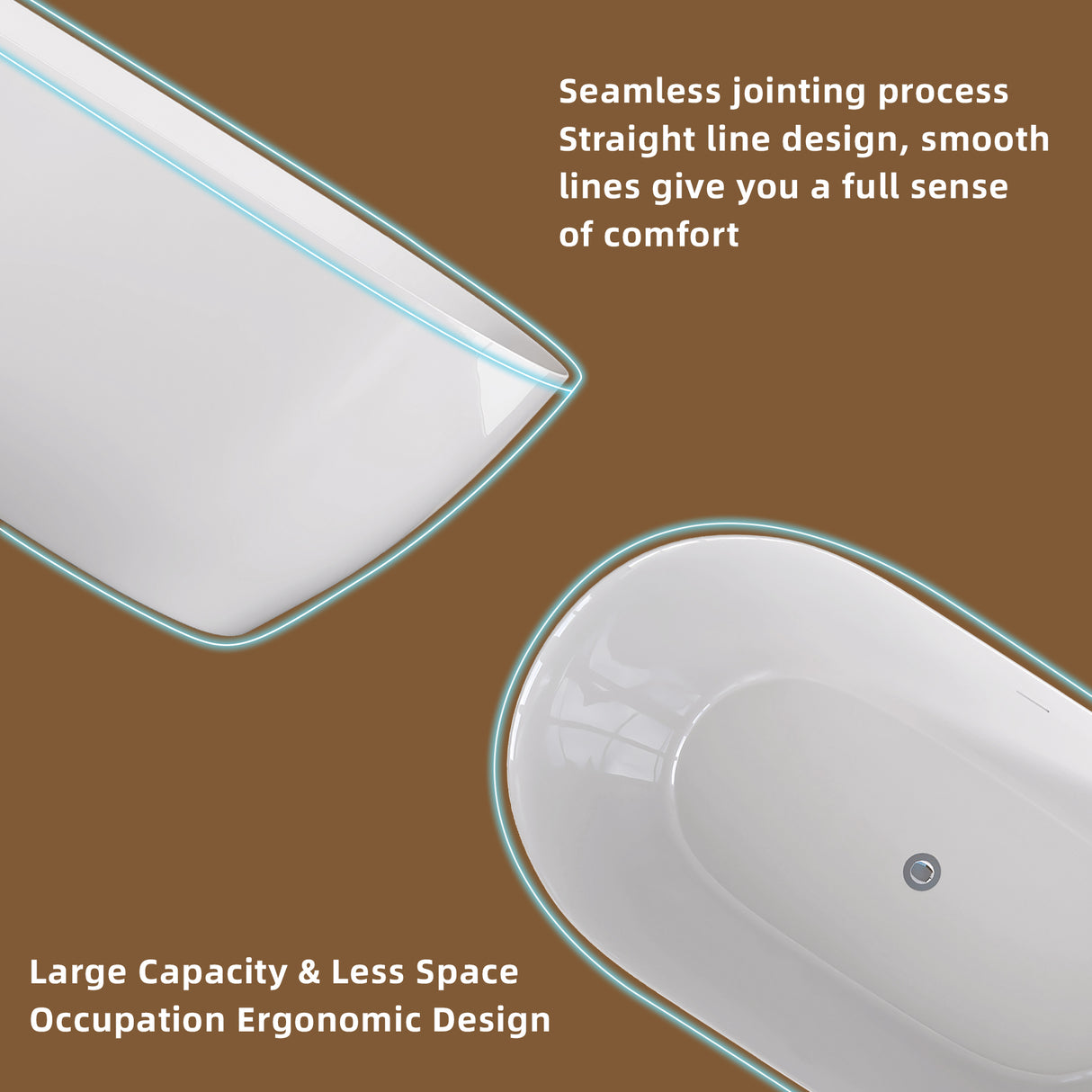 51 Inch Acrylic Freestanding Bathtub Contemporary Soaking White Tub with Overflow and Pop-up Drain Glossy White - V.I.P Digital Presence