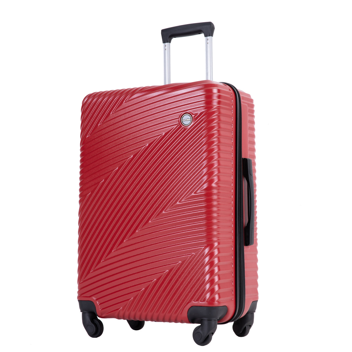 3 Piece Luggage Sets PC+ABS Lightweight Suitcase with Two Hooks Spinner Wheels (20/24/28) Red
