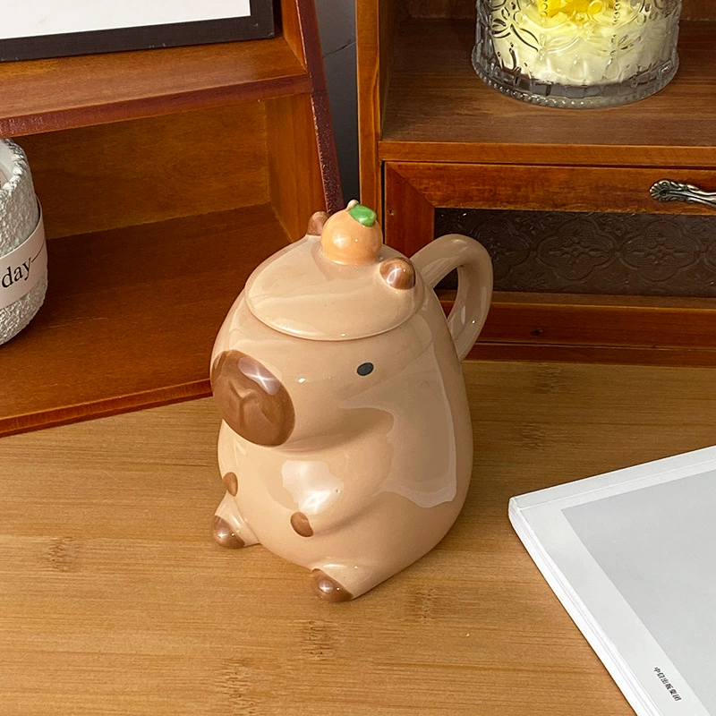 Fun 3D Capybara Mug Pair:3D capybara - designed mugs with handles & lids. A wonderful gift choice for girls. - V.I.P Digital Presence