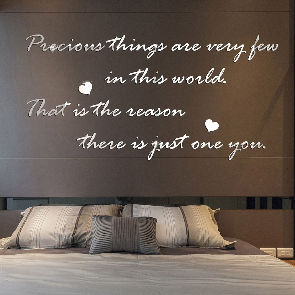 Precious English Letter Acrylic Mirror Surface Sticker Literary Sentence Background Wall Decoration Self-Adhesive 3D Wall Sticker - V.I.P Digital Presence