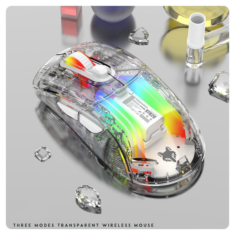 Luminous wireless Bluetooth the third mock examination transparent RGB mechanical mouse game video game mute mouse - V.I.P Digital Presence