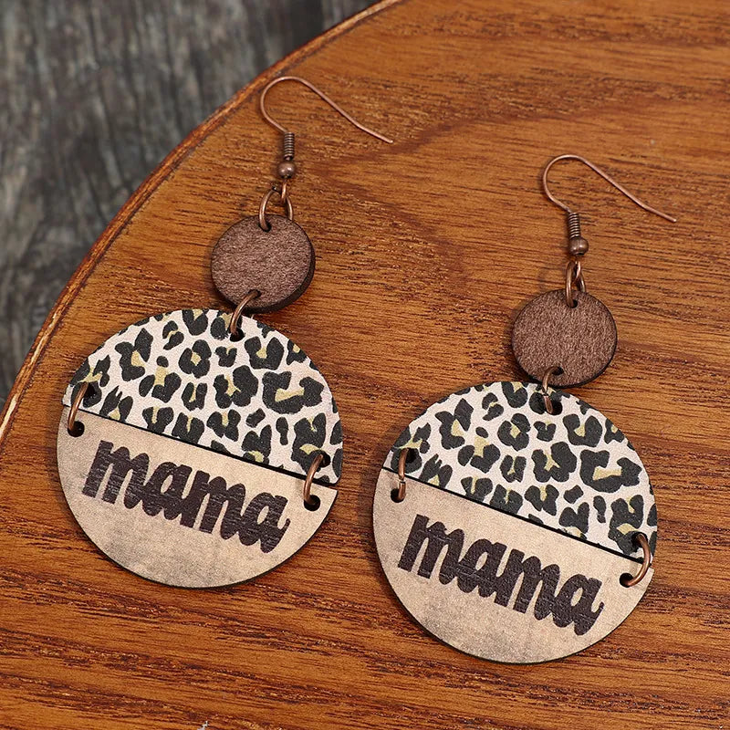 Wooden Leopard Round Shape Earrings - V.I.P Digital Presence