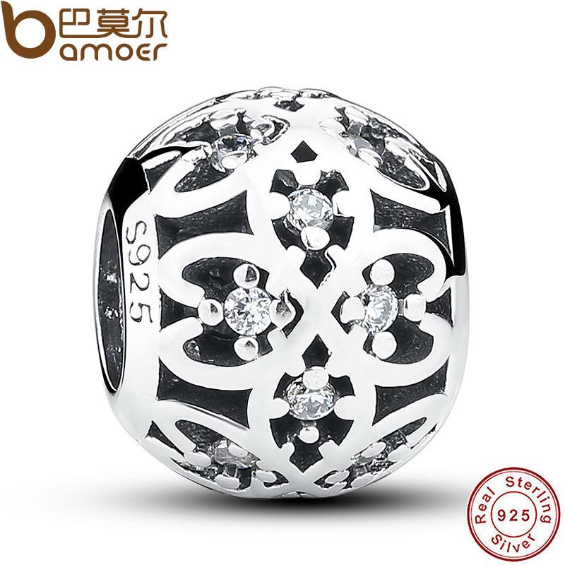 BAMOER Beads Fit Charm Bracelet 925 Sterling Silver Intricate Lattice Openwork Ball PAS060 - V.I.P Digital Presence