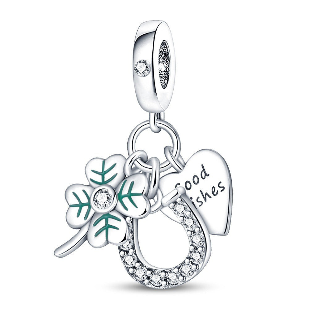 U-shaped Horseshoe Clover Wishing Tree Pendant Copper Silver Plated DIY Jewelry - V.I.P Digital Presence