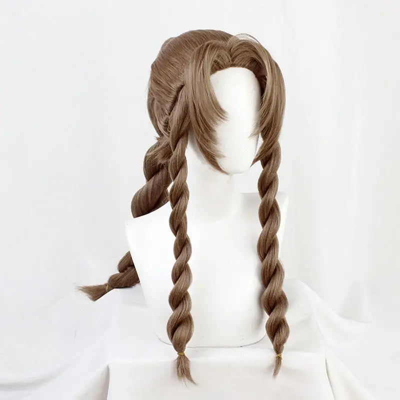 Aerith Gainsborough Wig FF VII 7 Remake Cosplay Brown Braid Long Heat Resistant Synthetic Hair Halloween Costume + Free Wig Cap - V.I.P Digital Presence