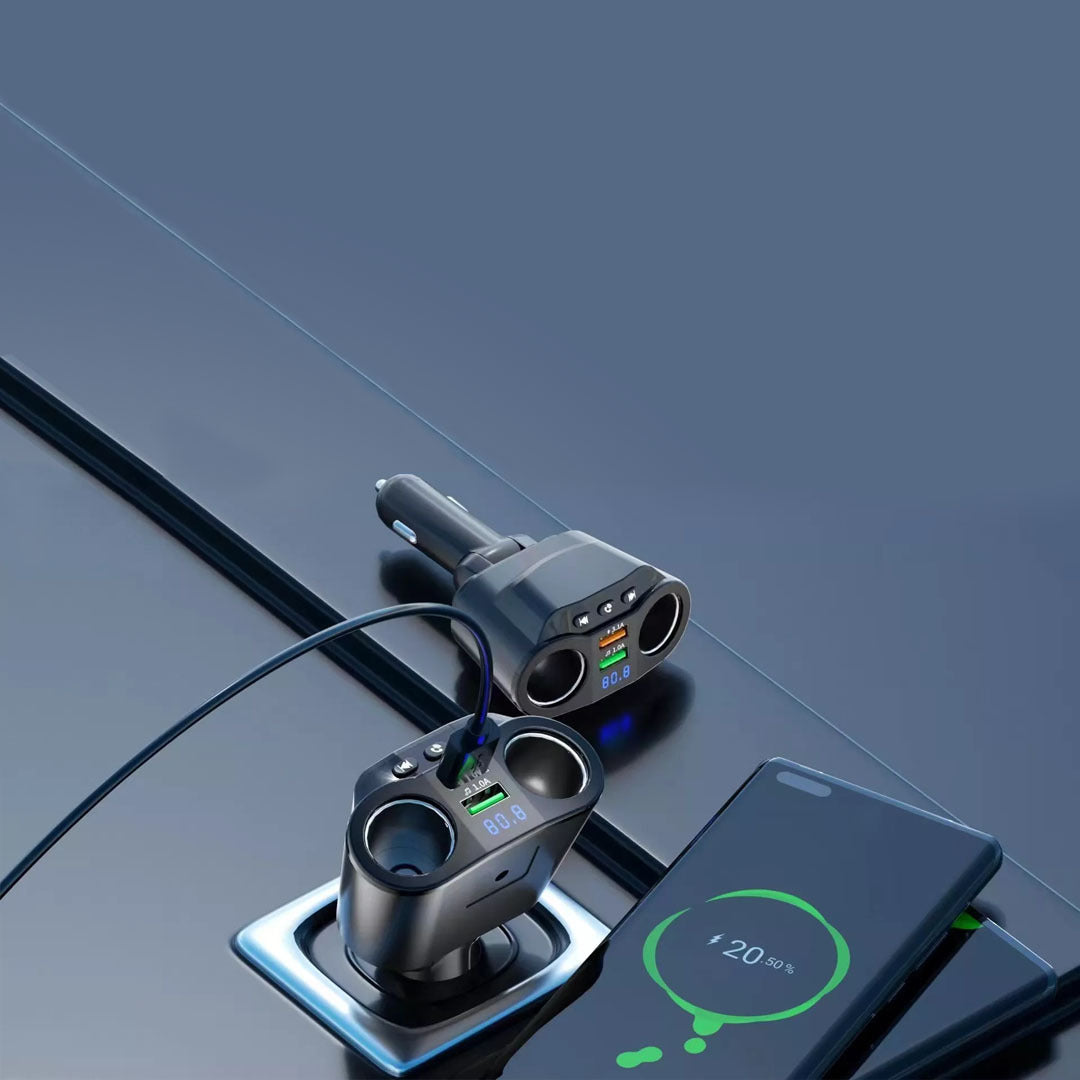 KC-01 car charger with one to two USB ports intelligent digital display QC3.0 fast charging multifunctional car cigarette lighter - V.I.P Digital Presence