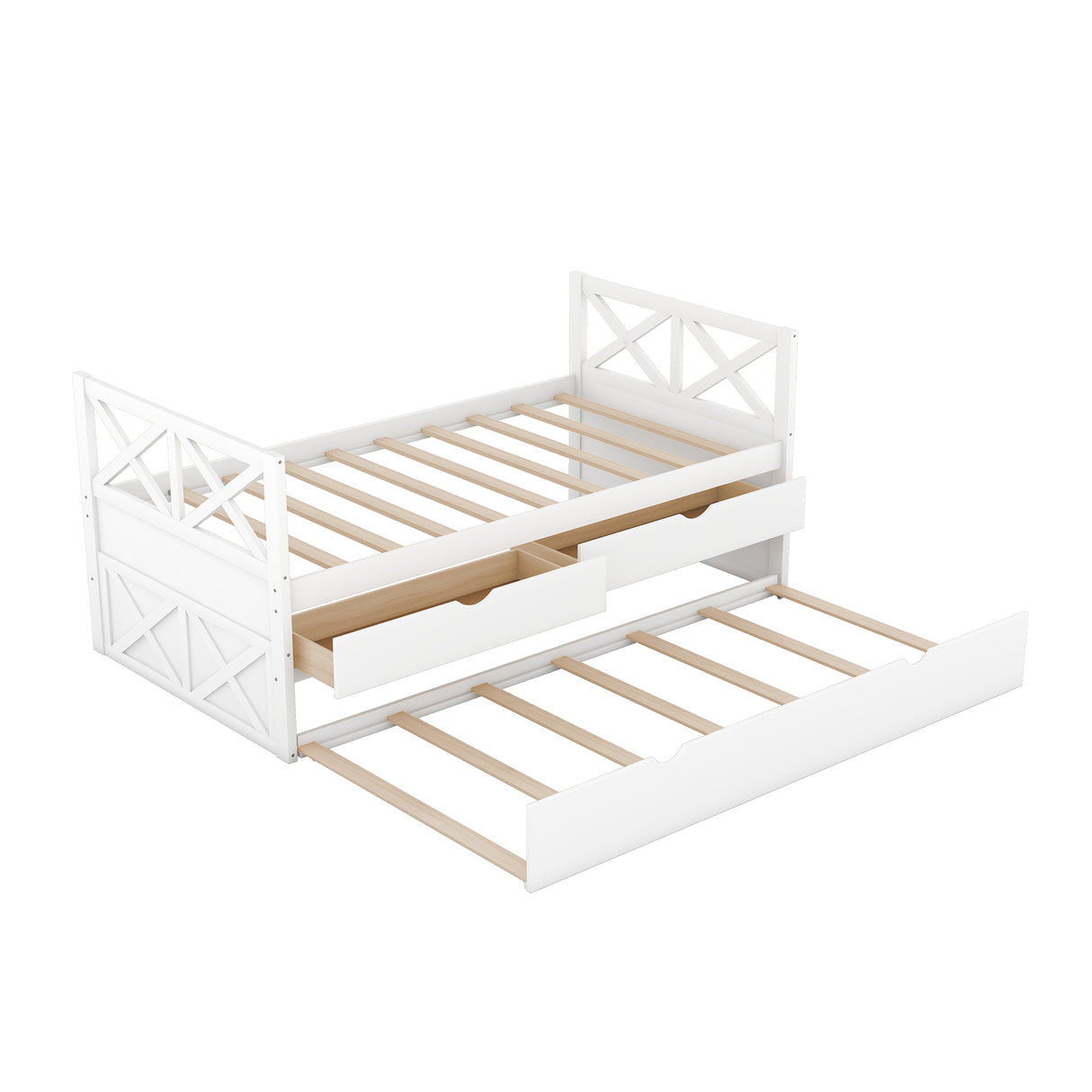 Multi-Functional Daybed with Drawers and Trundle White