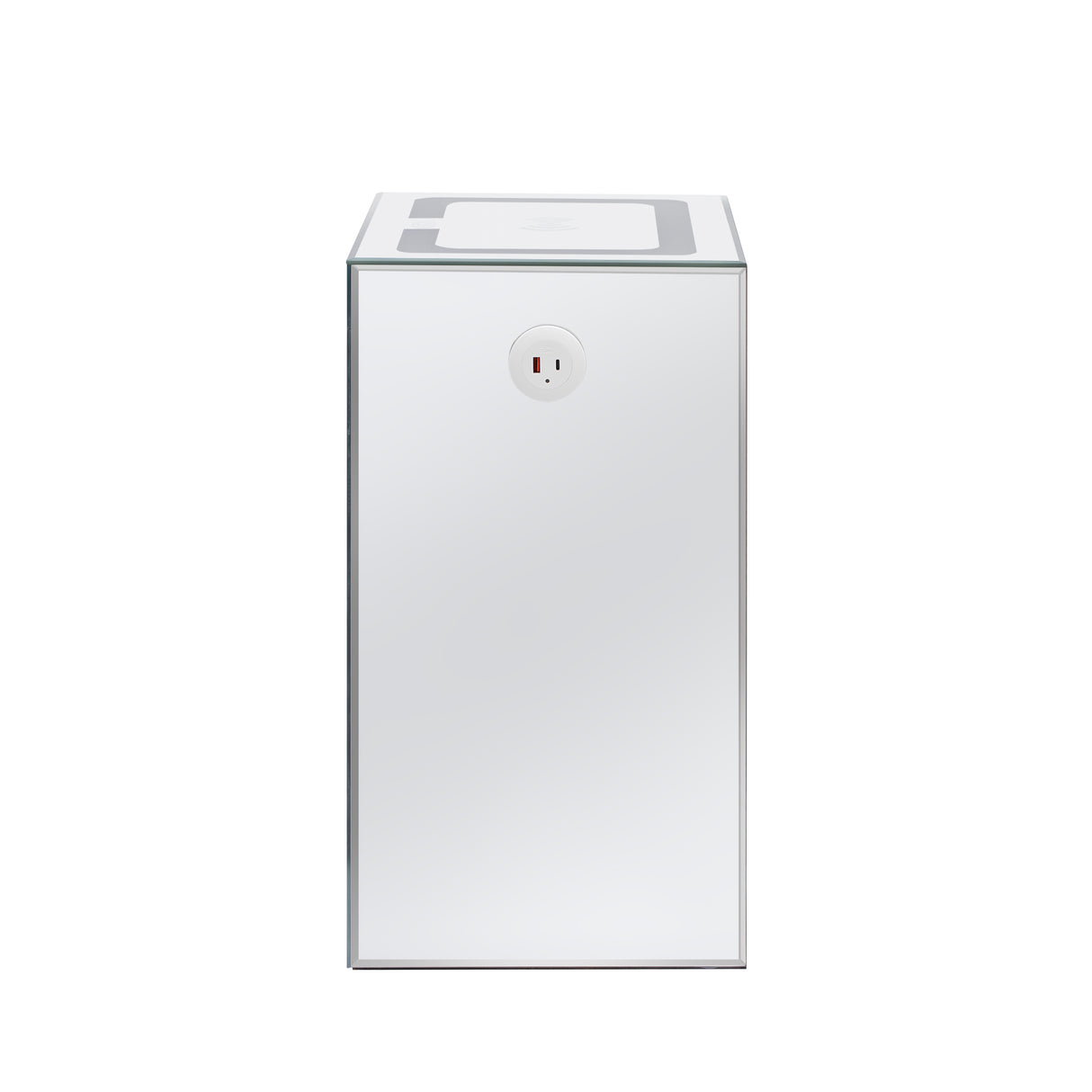 U-Can 15.7 "W silver rectangular mirror coffee table with wireless and USB charging function, LED lights, crystal style handle - V.I.P Digital Presence