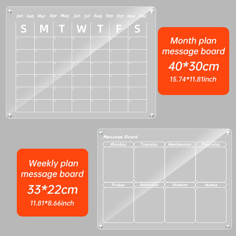 Acrylic message board magnetic refrigerator sticker household erasable calendar transparent note display board - V.I.P Digital Presence