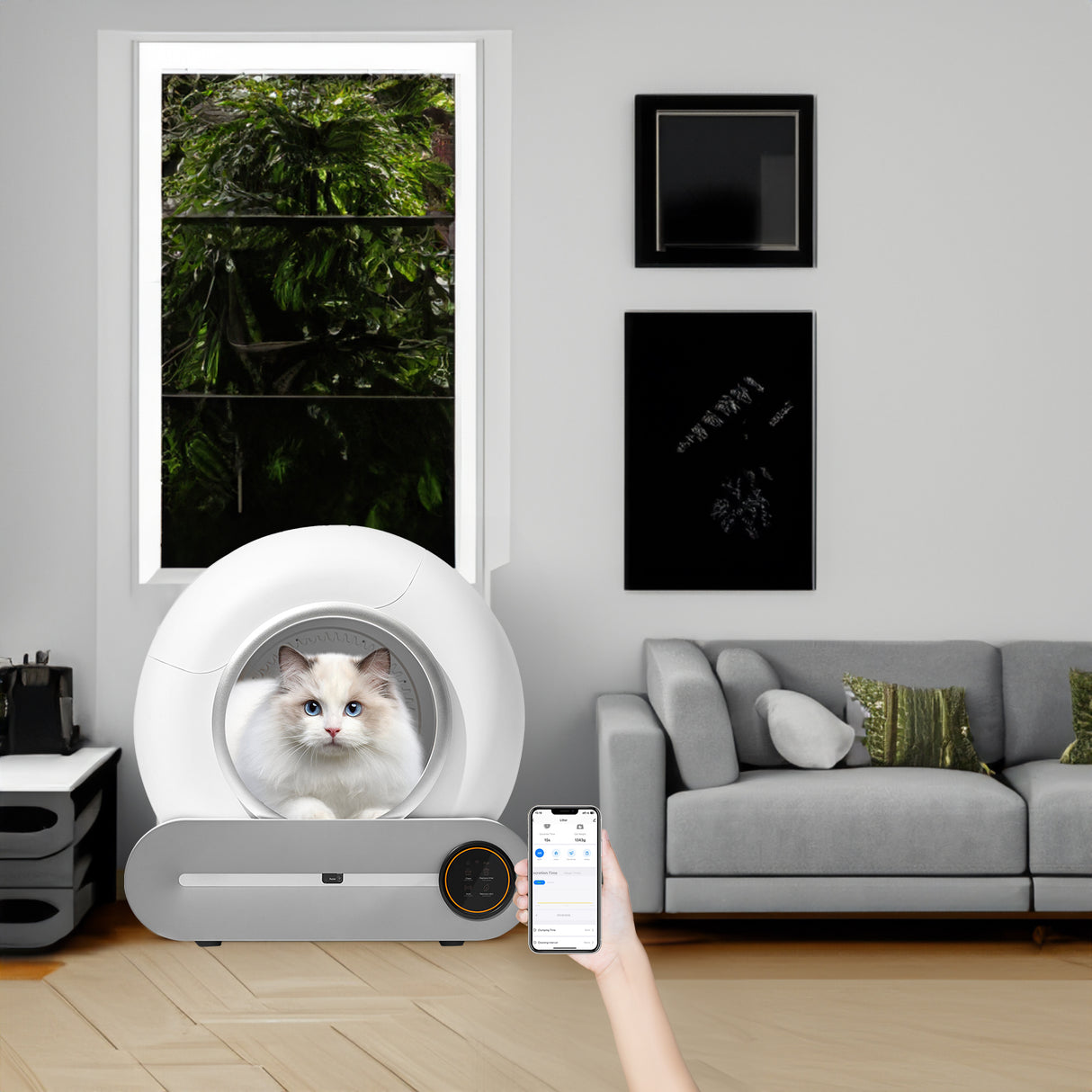 Automatic cleaning, eliminates odors, supports WiFi application control, intelligent automatic cat litter box with padding - V.I.P Digital Presence