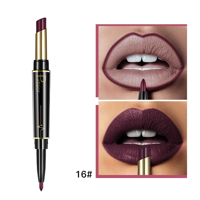 Matte Lipstick Wateproof Double Ended Long Lasting Lipsticks Brand Lip Makeup Cosmetics Nude Dark Red Lips Liner Pencil - V.I.P Digital Presence