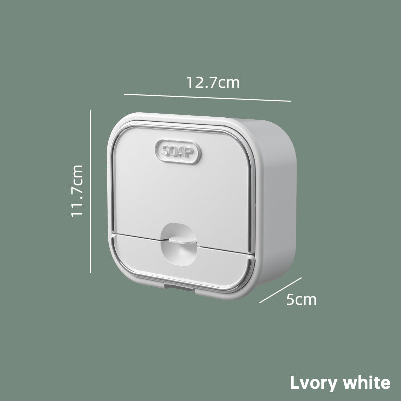 Non Perforated Wall Mounted Soap Storage Rack With Double Layer Drainage Flip Cover For Toilet Storage Household Soap Box - V.I.P Digital Presence