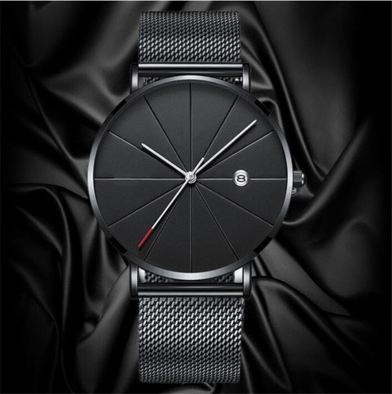 Simple Men's Watch Stainless Steel Mesh Band Watches Classic Quartz Date Wristwatch Casual Luxury Masculino Relogios - V.I.P Digital Presence