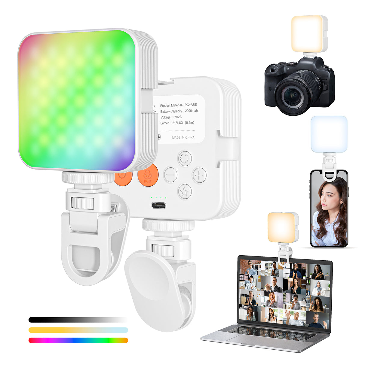 Camera pocket light atmosphere mini RGB mobile phone fill light live VLOG video conference photography light - V.I.P Digital Presence
