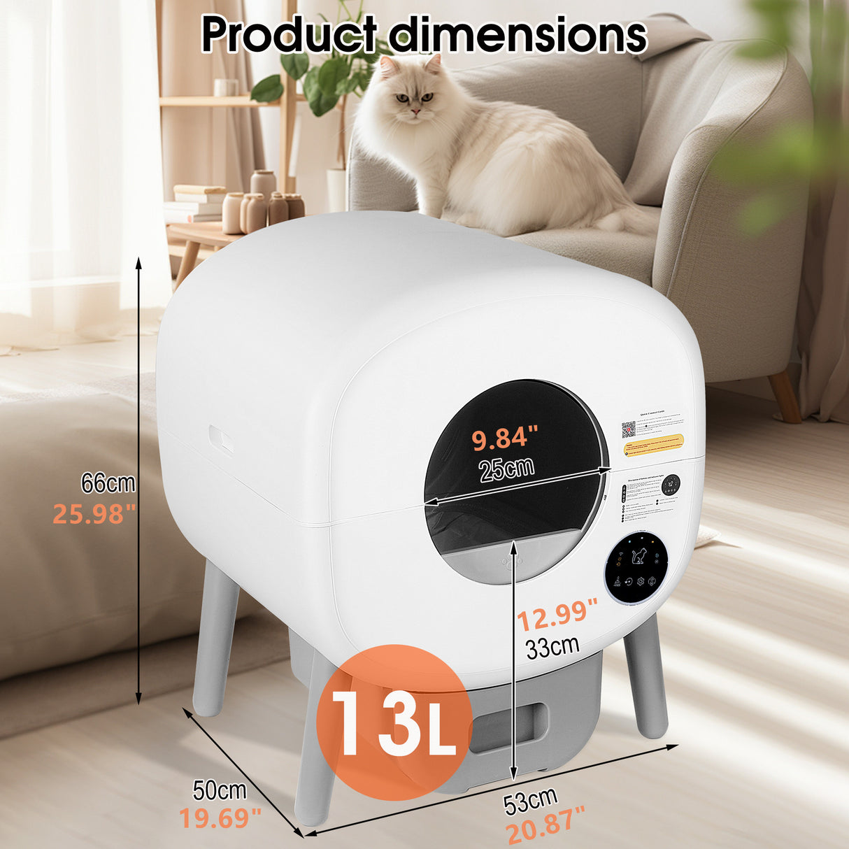 Automatic Smart Cat Litter Box, Large Capacity Self-Cleaning Litter Box with Infrared/Gravity/Ambient Light Function(Model B) - V.I.P Digital Presence