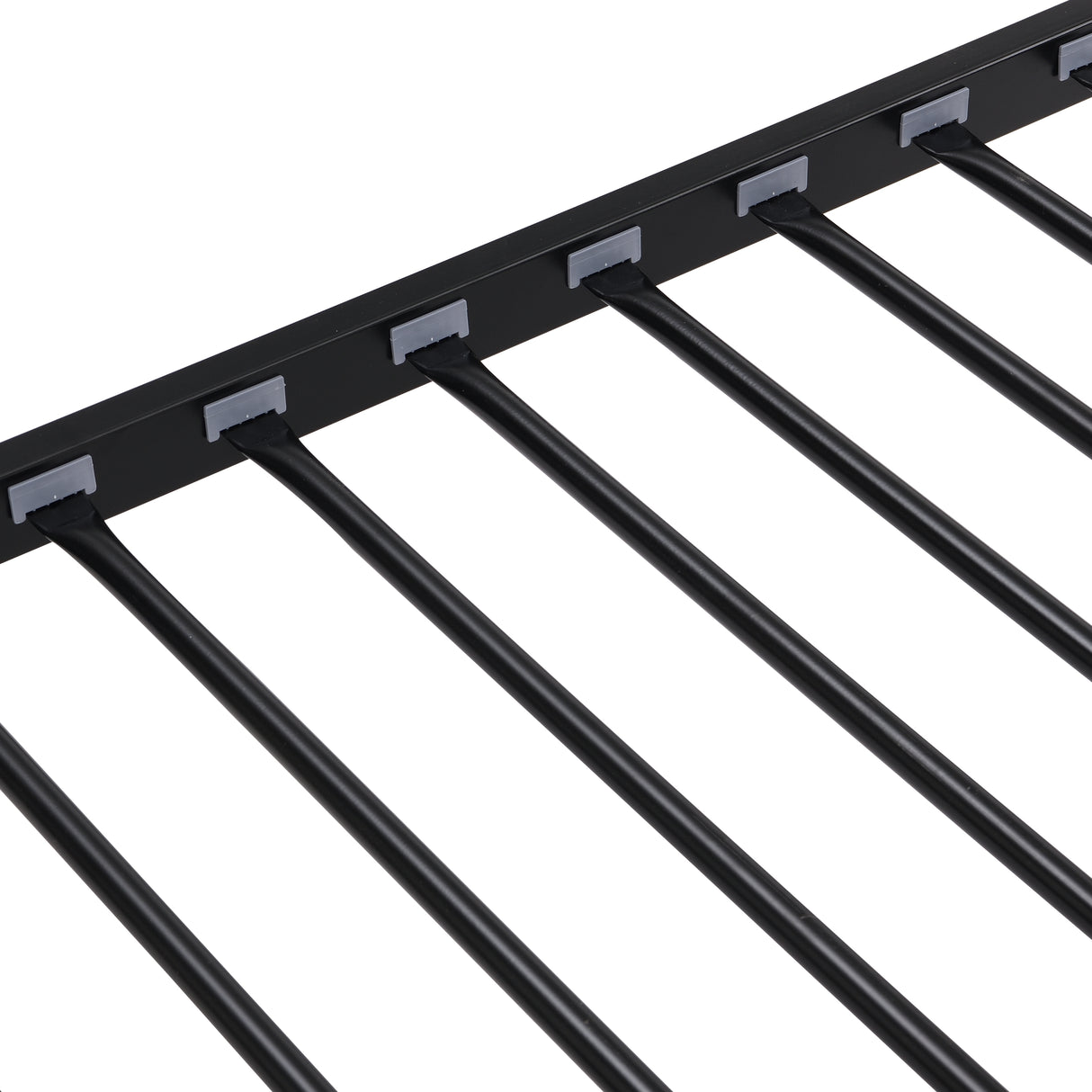 Double decker bed, size above twin bed, with 2 ladders and full-length guardrail, metal, storage space, black - V.I.P Digital Presence