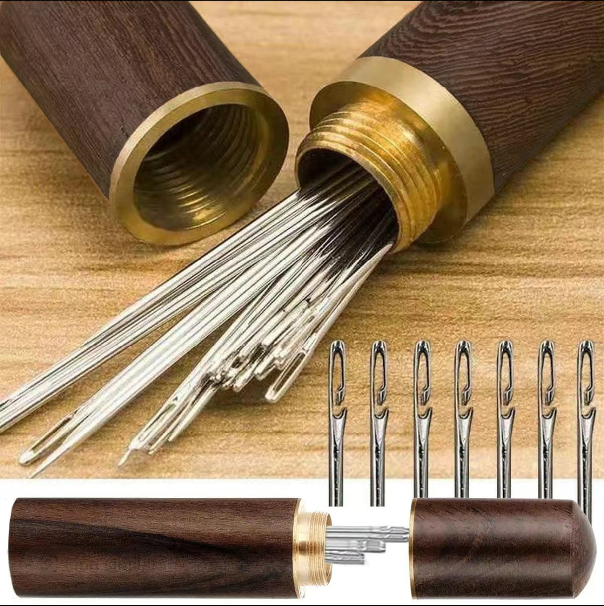 Wodden Case Needle Set