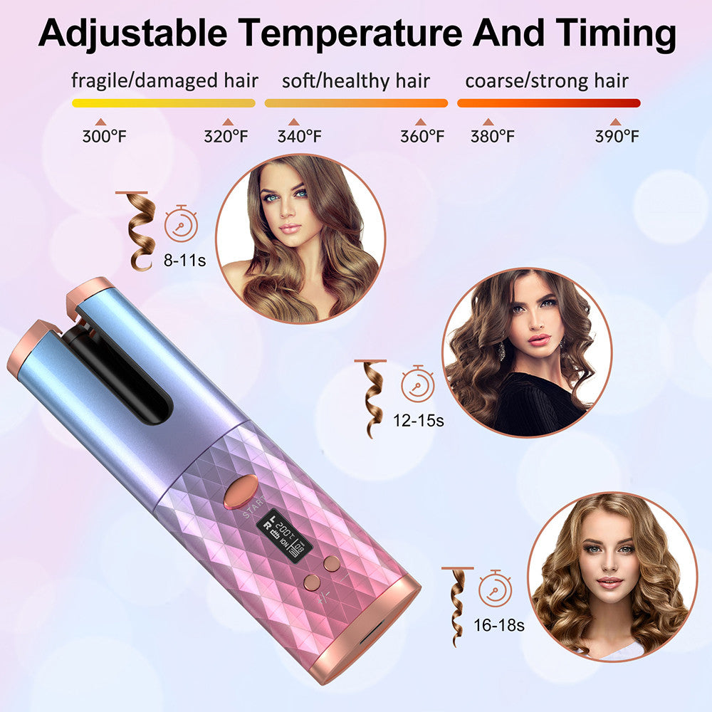 New Portable USB Charging Models Automatic Curling Iron Intelligent LCD Home Mini Lazy Hair Curler - V.I.P Digital Presence