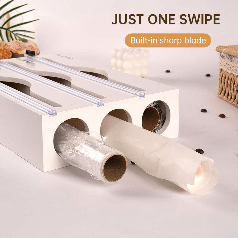 Simple wall-mounted bamboo and wood cling film cutter kitchen supplies multi-grid multi-layer scribing knife two-way cutter - V.I.P Digital Presence
