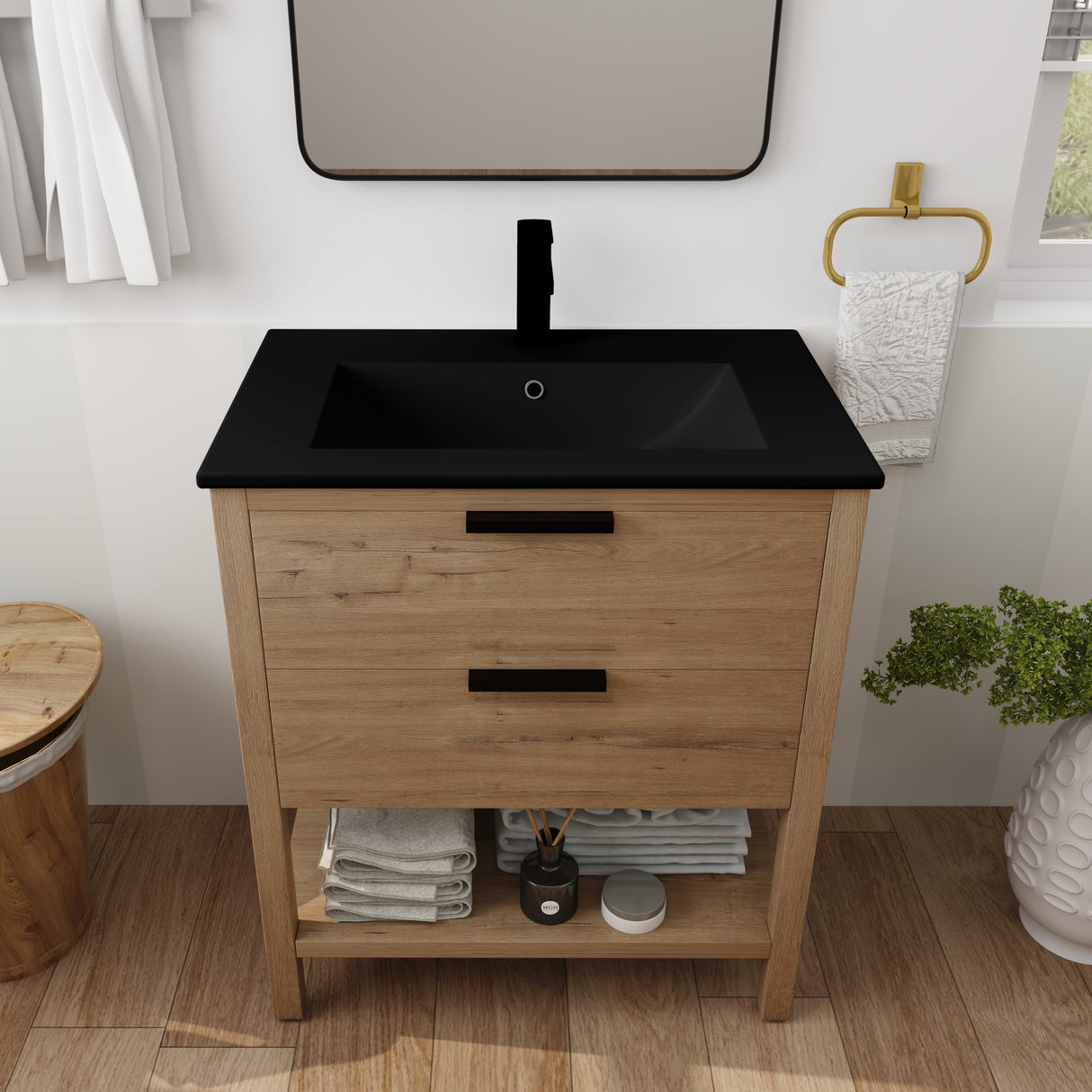 30 Inch Bathroom Vanity Plywood With 2 Drawers(BVB01030IMO-BL9075BK) - V.I.P Digital Presence