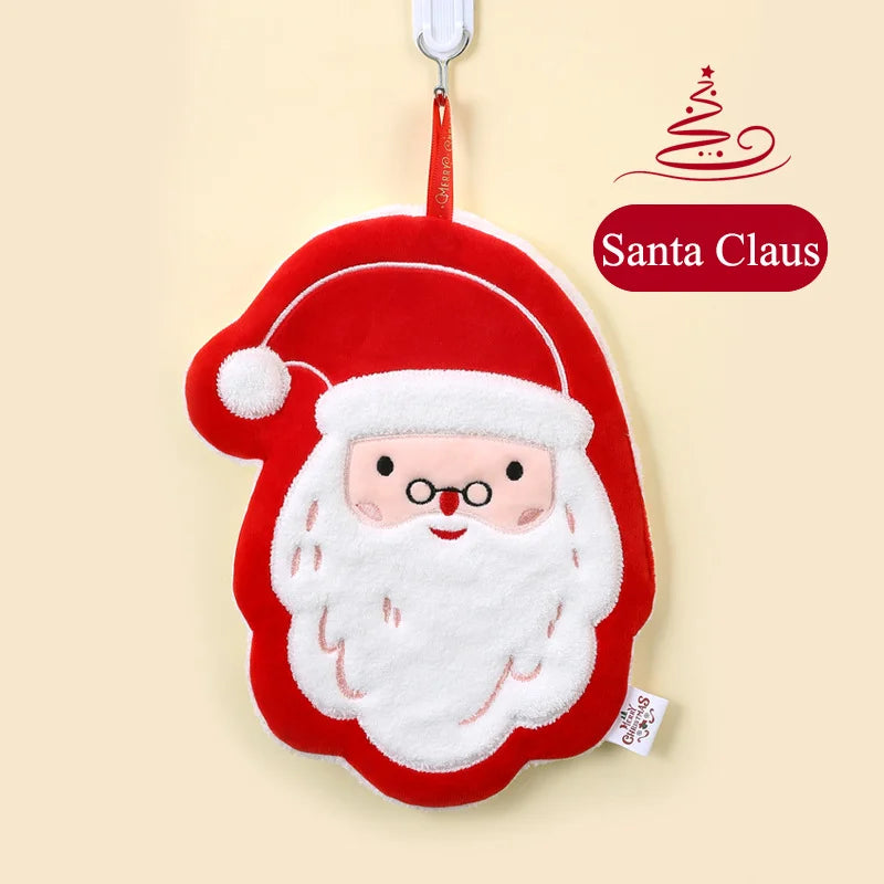 Christmas hand towel hanging style, new thickened coral fleece absorbent quick drying cloth, kitchen embroidery hand towel - V.I.P Digital Presence