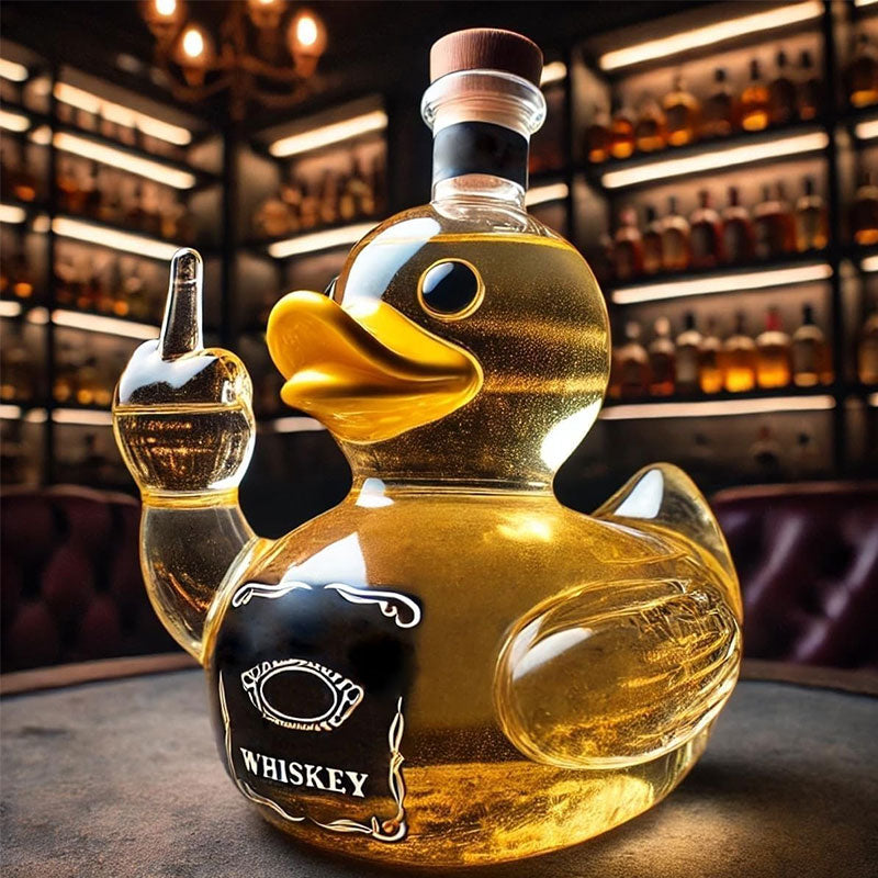 10 Oz Middle Finger Duck Bottle - Funny Whiskey Duck Decanter. Great Prank Decoration for Bar, Office or Home - V.I.P Digital Presence