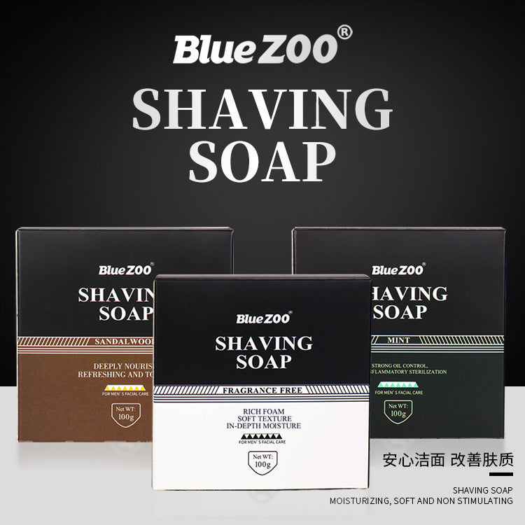 BlueZOO Men's Facial Shave Beard Shaving Foaming Soap Sandalwood Scented Mint - V.I.P Digital Presence