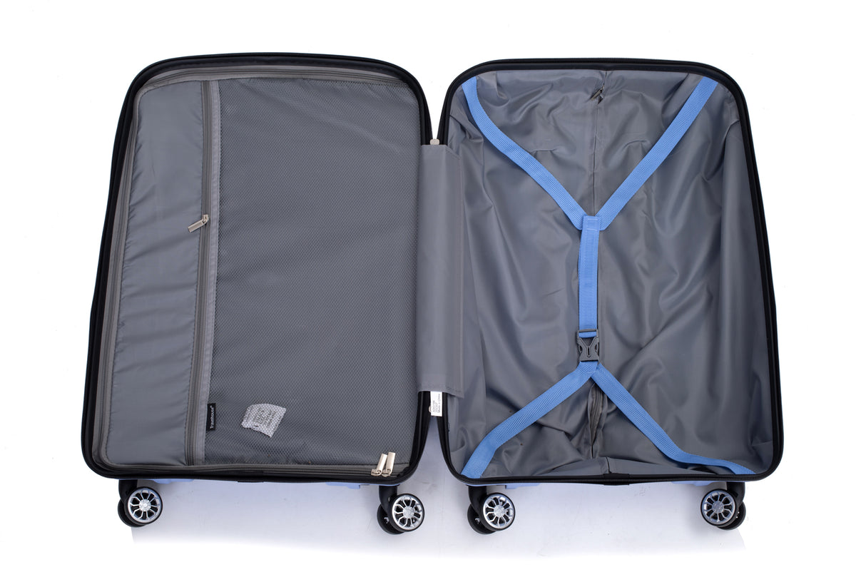 Hardshell Suitcase Spinner Wheels PP Luggage Sets Lightweight Durable Suitcase ,3-Piece Set (20/24/28) ,Purplish Blue