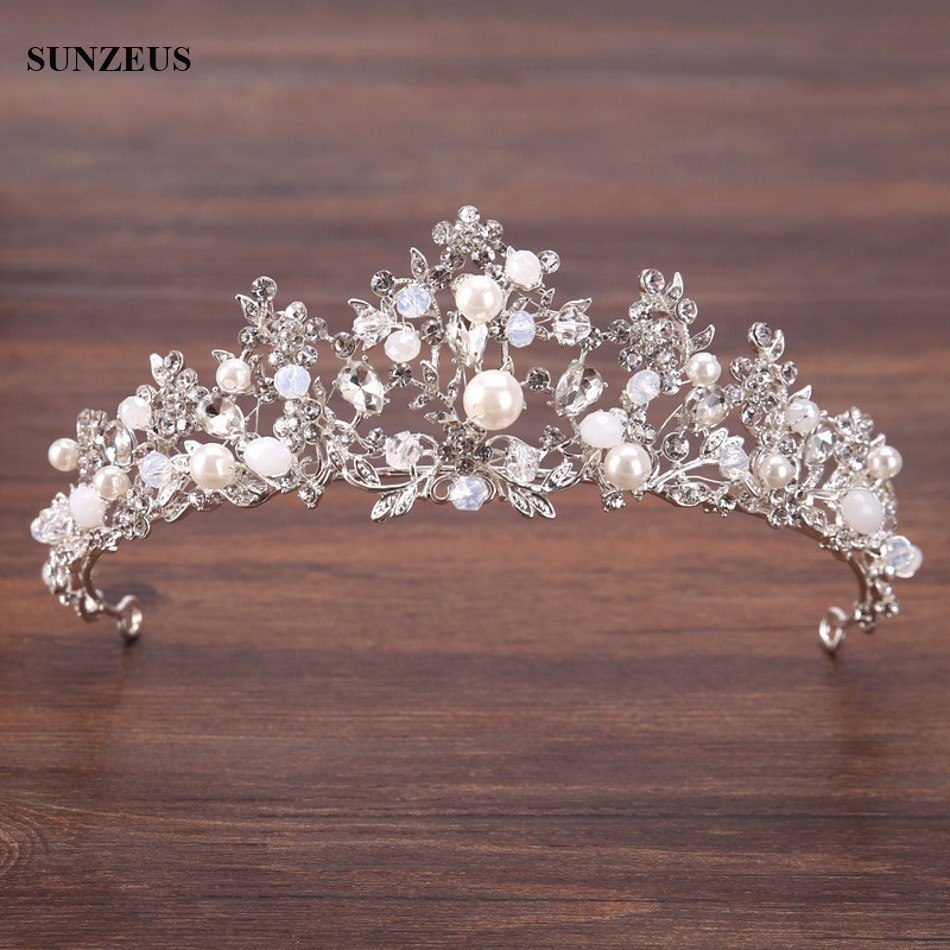 Silver Crystal Bridal Tiara With Pearls Headband Wedding Crown For Brides Marriage Accessories - V.I.P Digital Presence