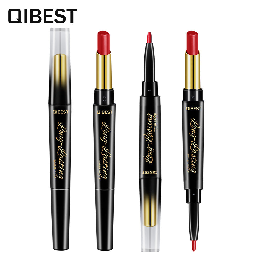 QIBEST Double-Ended Lipstick Pen Moisturizing Matte Matte Lipstick + Lip Liner Rotating Lip Liner - V.I.P Digital Presence