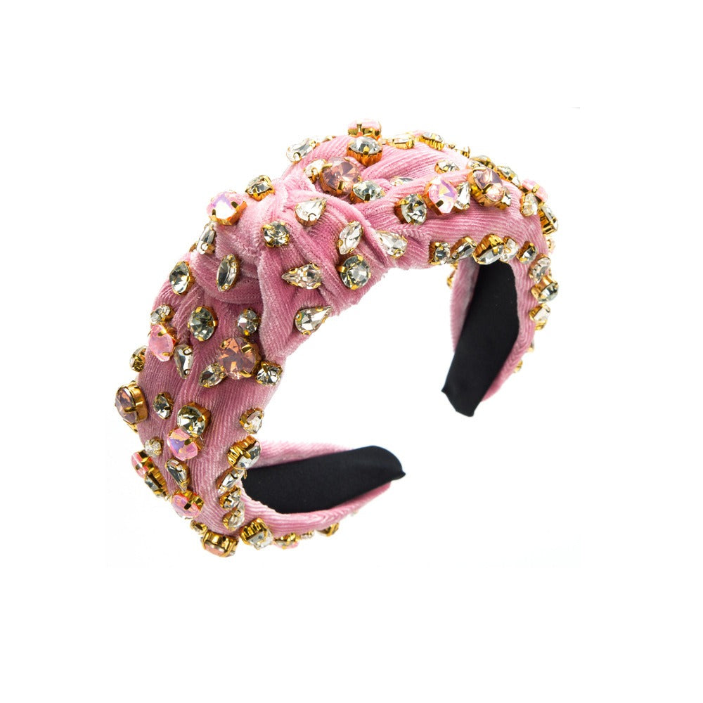 Velvet fabric knotted hair hoop full of starry colored drill bit hoop - V.I.P Digital Presence
