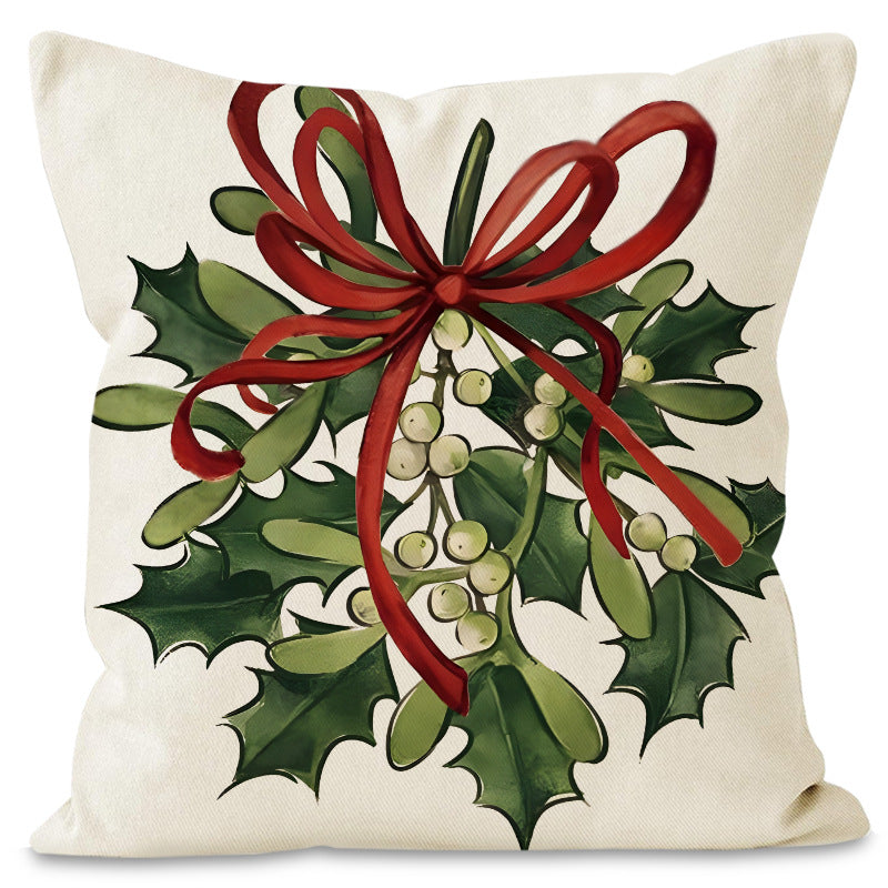 Green Christmas Pillow Cover Linen Printed Pillow Cover Holiday Living Room Bedroom Decoration Cushion Cover - V.I.P Digital Presence